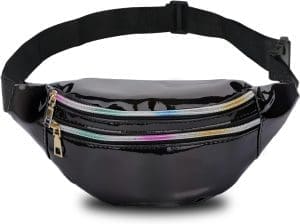 TBoonor Bauchtasche Mode Wasserdicht Gürteltasche Fächer mit Reißverschluss Reflektierend Verstellbarer Riemen Hüfttasche für Männer und Frauen Party Festival Sport Outdoor Reisen (Schwarz)