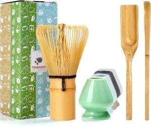 TEANAGOO Matcha Set| MatchaBesen| matcha zubehör| Matcha Whisk, 4 Stück traditionelles Matcha-Besen-Set, Matcha-Schneebesen (Chasen) Matcha Löffel(Chashaku), MA-01 perfekte Set für die Zubereitung