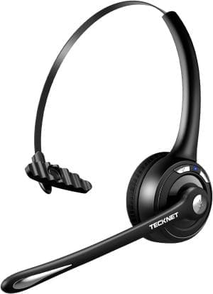 TECKNET Bluetooth Headset mit Mikrofon, kabelloses PC Headset, Rauschunterdrückung und Freisprechen Chat Headset für Computer, Callcenter, Telefonkonferenzen, Super Leicht, Ultra Komfort