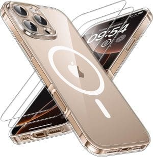 TOCOL 3 in 1 für iPhone 16 Pro Hülle für Magsafe, (Vollständiger Kameraschutz) (Nie Vergilbung) Stoßfest Kratzfest Magnetisch Handyhülle für iPhone 16 Pro Case, Transparent