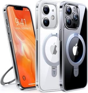 TORRAS Ostand für iPhone 12 Hülle/iPhone 12 Pro Hülle für MagSafe (Nr.1 Magnetkraft, Unsichtbarer Ständer, Militärischer Schutz) Stoßfeste Handyhülle iPhone 12 Case Kratzfeste All-in-One Transparent