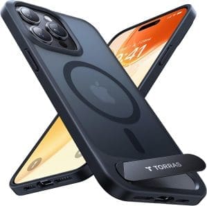 TORRAS für iPhone 14 Pro Max Hülle für MagSafe Zertifizierte Magnetkraft Militärschutz Upgrade mit Titan-Ständer Dünn Handyhülle iPhone 14 Pro Max Case Widerstandsfähig Hardcase Handy Hülle Matt Schwarz