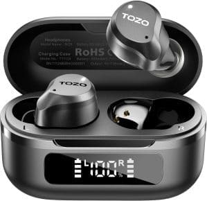 TOZO NC9 Kopfhörer Kabellos Bluetooth 5.3 Bluetooth Kopfhörer,In Ear Kopfhörer, Hybrid Active Noise Cancelling Kopfhörer mit 6 Mic,klare Anrufe,LED-Anzeige,59H Stereo Bass,App,IPX8 Wasserdicht,Schwarz