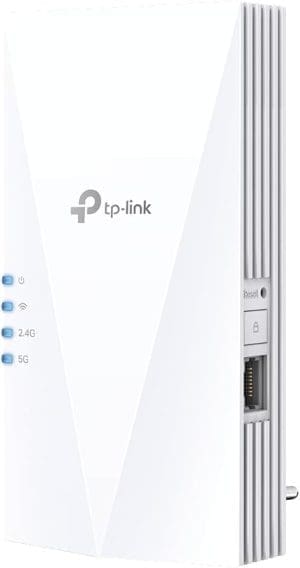 TP-Link RE500X WiFi 6 WLAN Verstärker Repeater AX1500(Dualband 1200MBit/s 5GHz + 300MBit/s 2,4GHz, Tri-Core 1,5 GHz CPU, Gigabit Port, maximale Abdeckung, kompatibel zu allen WLAN Routern)weiß