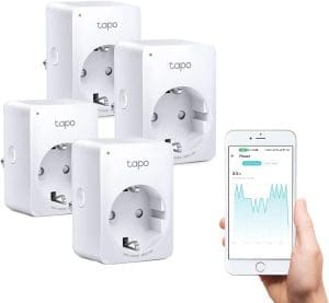 TP-Link Tapo Smart WLAN Steckdose Tapo P110 mit Energieverbrauchsmesser, Smart Home Alexa Steckdose, funktioniert mit Alexa, Google Home, Sprachsteuerung, Fernzugriff, Mini, 4 Pack