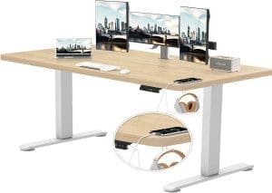 TRIUMPHKEY Höhenverstellbarer Schreibtisch 160x80 mit USB-Ladeanschluss, 3 Memory-Steuerung Schreibtisch Höhenverstellbar groß Anti-Kollision-System Computertisch Stehpult Höhenverstellbarer Tisch