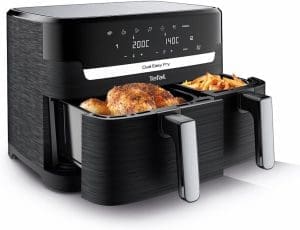 Tefal Dual Easy Fry Doppelkammer Heißluftfritteuse, 8,3L Air Fryer, 2 unabhängige Schubladen, 7 automatische Programme, energiesparend, Airfryer, schwarz, EY9018