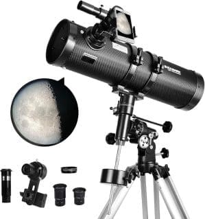 Teleskop 130EQ Newton-Reflektor-Teleskop für Erwachsene, professionelles Teleskop für Erwachsene Astronomie, kommt mit 1,5X Barlow-Linse Smartphone-Adapter & 13% T Mondfilter