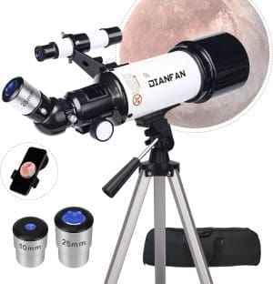 Teleskop Astronomie,Teleskope für Erwachsene, 70mm Blende Refraktor Teleskop für Kinder und Einsteiger mit Telefon Adapter, AZ Montierung und Stativ zur Beobachtung von Planeten und Mond