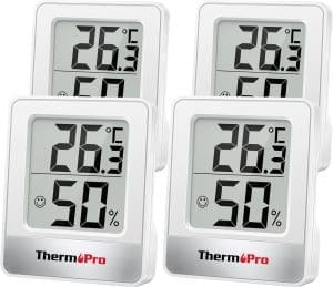 ThermoPro TP49W-4 digitales Mini Thermo-Hygrometer Thermometer Raumthermometer 4 er innen Temperatur und Luftfeuchtigkeitmessgerät mit Smiley-Indikator