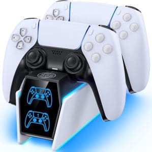 Tokluck PS5 Controller Ladestation, PS5 Zubehör Ladestation für PS5 Controller & Edge Controller, PS5 Ladestation Controller Schnellladung mit LED Anzeige für Playstation 5 Controller Zubehörset