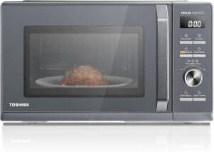 Toshiba MW3-AG25PFI(MG) Mikrowellen mit Grill 25L 3-in-1 Mikrowellenherd mit Origin-Inverter 900W Chef-Abtauung Mikrowelle Grill Kombi 10 Leistungsstufen 7 Automatikprogramme Einfachere Reinigung Grau