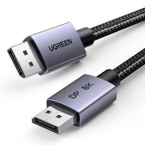 UGREEN 8K Displayport Kabel 1.4 8K 60Hz 4K 240Hz, VESA-Zertifiziert, Aluminium DP Kabel 32,4Gbps Kompatibel mit HDR, FreeSync, G-Sync, DSC 1.2, HDCP 2.2 für PC, HDTV, Monitor, Grafikkarte(2M)