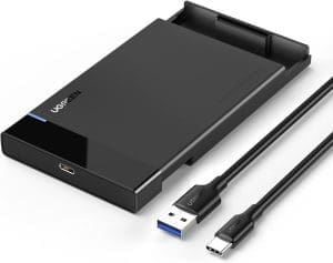 UGREEN Festplattengehäuse 2,5 Zoll USB C 3.2 Gen 2 auf SATA III bis zu 6 Gbps Externes Gehäuse für SSD und HDD in Höhe 9,5 mm/7 mm UASP unterstützt, SATA Gehäuse mit USB C 3.1Kabel werkzeugfreie Montage