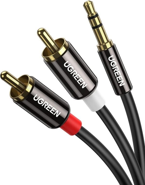 UGREEN Klinke auf Cinch Kabel 3,5mm Klinke Chinch Stereo Audio Kabel für TV, PC, Handy, MP3-Player, Lautsprecher, Heimkino, Autoradio, Tablet, Verstärker, Soundbar usw. (2m)