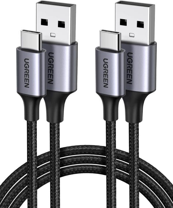 UGREEN USB C Kabel 2 Stück USB auf USB C Kabel Nylon Geflochtenes USB C Ladekabel kompatibel mit S24 Ultra S24+ S24 S23 S22 S10 A73 A72 A53 P60 Lite iPhone 15 Pro 15 Pro Max(1M)