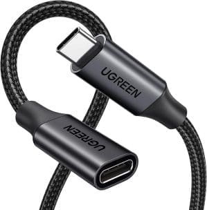 UGREEN USB C Verlängerung 10 Gbps USB 3.2, USB-C Verlängerungskabel 100W/4K 60Hz kompatibel mit iPhone 16/15, M3 MacBook Pro/Air, iPad Air 2024, Galaxy S24 Ultra Switch Konsolen usw. (Schwarz, 1m)