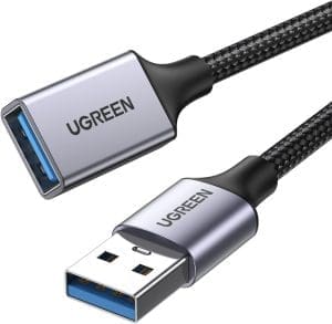 UGREEN USB Verlängerung 3.0 5Gbps USB Verlängerungskabel A auf A USB Extension Cable mit Nylonkabel und Aluminiumgehäuse für USB-Stick Maus Kopfhörer USB Hub Drucker Webcam PS4/5 usw. (5m)