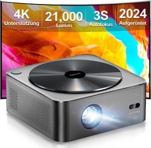 ULTIMEA Beamer 4K Heimkino unterstützt, 700 ANSI-Lumen mit Hindernisvermeidung, 6D Trapezkorrektur und Autofokus, Helle Kanten, Intuitiv OS, Native 1080P Outdoor Projektor, 2024 Aufgerüstet Apollo P40