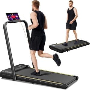 UMAY 2-in-1 Laufband für Zuhause klappbar 1650W, Walking Pad mit extra breitem 41 cm Laufband, rutschfest und stoßdämpfend Treadmill for Home mit Einer Tragfähigkeit von 115 KG