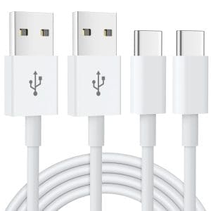 USB C Kabel ( 2Stück 1M ) iPhone 15 Carplay Kabel, USB A auf USB C Kabel Schnellladung für iPhone 16 15 Pro, Samsung Galaxy A55 A53 S24 S23 S22 S21 S20, Google Pixel, Hawei, PS5 Typ C Ladekabel