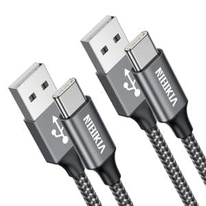 USB C Kabel (2Stück/ 2M+2M) Ladekabel USB C 3.1A Typ C Schnellladekabel, Nylon USB A auf USB C Ladekabel für Samsung Galaxy S23 S22 S21 S20 S10, A53 A52 A33 A34 A20e A14 A13 usw