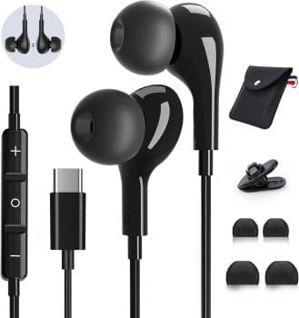 USB C Kopfhörer mit Mikrofon,In-Ear Kopfhörer für Samsung Galaxy S24 S23 Ultra S22 S21 FE A55 A35 A53 A33 A54 5G,USB C Headset mit Lautstärkeregler,für iPhone 15 16 Pro Max Plus iPad 10