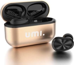 Umi Kopfhörer-W5s-Bluetooth 5.2-IPX7 Kabellose In-Ear-Kopfhörer für iPhone Samsung, Huawei mit patentiertem Intelligentem Metall-Ladeetui(Rose Gold)