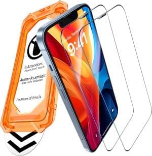 UniqueMe für iPhone 13/13 Pro/14 für Panzerglas - (Full Screen Displayschutz) Schutzfolie für iPhone 13/13 Pro/14 Schutzglas,Auto Installation,2 Stück