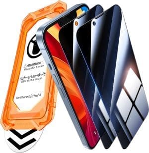 UniqueMe für iPhone 13/13 Pro/14 für Panzerglas Sichtschutz - (Full Screen Displayschutz) Schutzfolie Sichtschutzfür iPhone 13/13 Pro/14 Schutzglas,Auto Installation,2 Stück