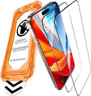 UniqueMe für iPhone 16 Pro Max für Panzerglas - (Full Screen Displayschutz) Schutzfolie für iPhone 16 Pro Max Schutzglas,Auto Installation,2 Stück