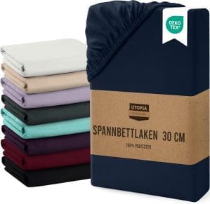 Utopia Bedding - Spannbettlaken 90x200cm Bis 30 cm - Marineblau - Gebürstete Mikrofaser Spannbetttuch - Oeko Tex Standard 100