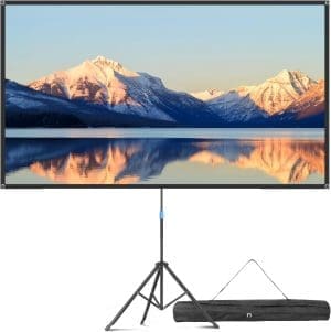 VISULAPEX 80" Leinwand Beamer mit Ständer, 4K HD 16:9 Leinwand Beamer Tragbar, Leicht und Kompakt, Ideal für Heimkino, Camping und Freizeitveranstaltungen