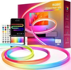 VKH Neon LED Strip 3m, Neon LED Streifen mit App-Steuerung, Funktioniert mit Alexa, DIY-Funktion, Musik Sync, Upgrade Neon LED Lichtband für Wohnzimmer, Schlafzimmer, Wand Deko