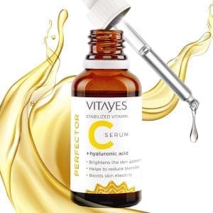 Vitayes hochwertiges Vitamin C Serum mit Hyaluronsäure, 30ml, hochdosiert, vegan, Augenpartie, Anti Falten/Age, gegen Pigmentflecken, Dermaroller geeignet, Bio Pflegeprodukt, ohne Plastik