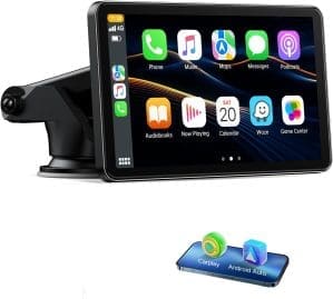 Volam Wireless Carplay Android Car Display with 7 Inch Touch Screen, Mirror Link, Live Navigation, Play Music, Siri, G00gle Voice Assistant, Bluetooth 5.0, AUX, FM