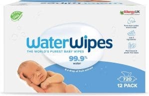 WaterWipes plastikfreie, originale Reinigungstücher für Babys, 720 Stück (12 Packungen), 99,9 % wasserbasierte Reinigungstücher, unparfümiert für empfindliche Haut