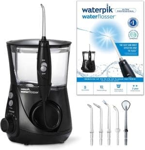 Waterpik Ultra Professional Munddusche, 7 Aufsätze, 0,7-7 Bar, 10 Druckeinstellungen, Timer, Schwarz