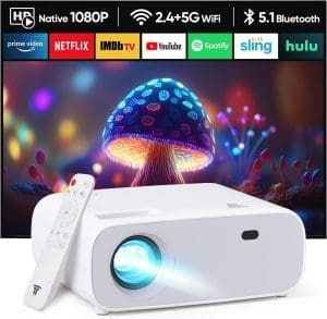 Wielio Beamer, Full HD 1080P Projektor, WiFi Bluetooth Beamer 5G, 18000 Lumen Heimkino Mini Beamer, 30-200 Zoll Projektionsgröße, kompatibel mit iOS/Android/Laptop/HDMI (Grau)