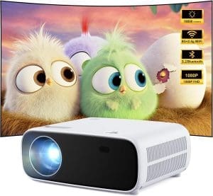 Wielio Full HD 1080P Beamer mit 4K-Unterstützung, Bluetooth und WiFi, 18000 Lumen HD-Display, Unterstützung 30-200 Zoll Projektionsgröße, kompatibel mit iOS/Android/Laptop/Xbox (Schwarz)