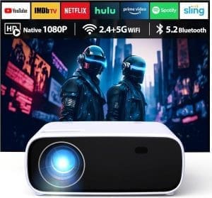 Wielio HD Beamer 1080p Aufösung, Mini Beamer MIT Bluetooth und WiFi, 18000 Lumen 4K Unterstein, Kompatibel MIT iOS/Android/Laptop/Xbox (Schwarz)