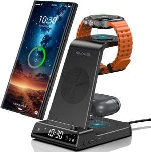 Wireless Charger für Samsung Ladestation für Galaxy S24 Ultra, Induktive Ladestation für Samsung Galaxy Watch Ultra/7/6, Kabelloses Ladegerät für Galaxy S23 Z Flip 6, Galaxy Buds 3 Pro