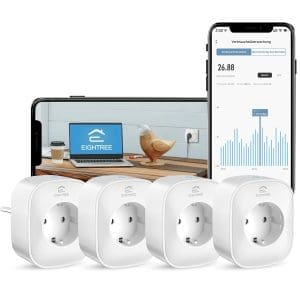 Wlan Smart Steckdose mit Strommessung, Alexa Steckdose, Smart Home WiFi Steckdose, Alexa Zubehör, Zeitplan, Fernzugriff, Funktioniert mit Alexa, Google Home, SmartThings, Nur 2,4-G-WLAN, 16A