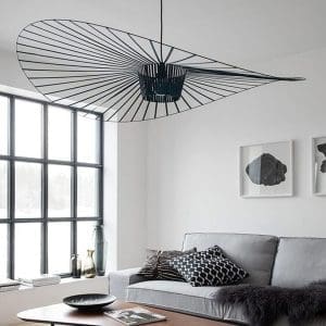 YONIISEA Vertigo Lampe 120cm Schwarz,Moderne Vertigo Pendelleuchte E27 Hängeleuchte für Wohnzimmer Diele Esszimmer Schlafzimmer, Glasfiberstahl + Polyurethan Vintage Hut Lamp, Max 40W