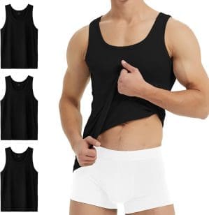 YouShow Herren-Unterhemd, 3/5er-Pack, 100 % Baumwolle, Unterhemd, Tanktop, Feinripp