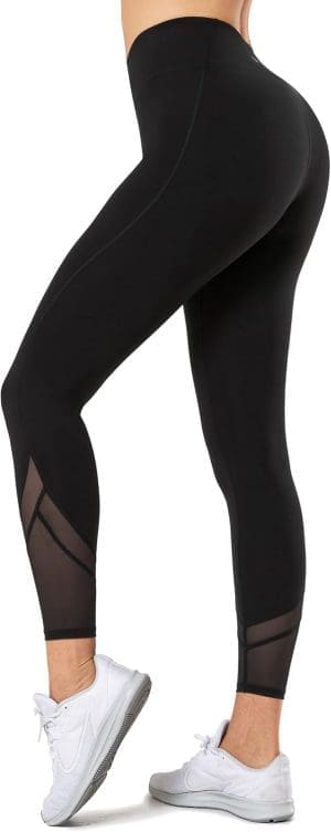 Yvette Damen Sport Leggings mit Mesh-Einsätzen, blickdichte Gym Sporthose high Waist Jogging Hose