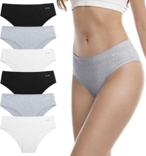 anqier Unterhosen Damen, 6er Pack Baumwolle Höschen Atmungsaktive Slips Damen Bequeme Hipster Frauen Unterwäsche