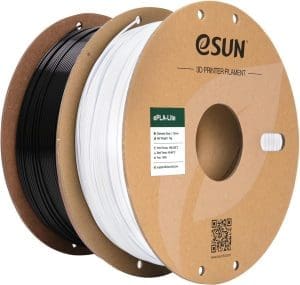 eSUN PLA Filament 1,75 mm, modifiziertes 3D-Drucker-Filament PLA, Maßgenauigkeit +/- 0,03 mm, 1 kg pro Spule, 2 Spulen 3D-Druck-Filament für 3D-Drucker, kaltes Weiß+Schwarz