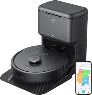 eufy L60 Saugroboter mit Absaugstation, Ultra Starke 5.000Pa Saugkraft, Anti-Haar-Verwicklung, Absaugstation 60 Tage ohne Leeren, iPath-Laser-Navigation, für Hartböden & Haare, Google & Alexa