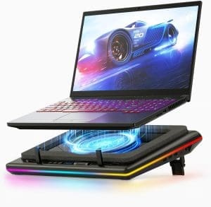 llano 2024 RGB Gaming Laptop Kühler Kühlpad mit Touch-Bedienung stufenloser Geschwindigkeit &14cm Extra-großer leistungsstarker Turbo-Lüfter Dichtungsschaum 3-Port-USB-Hub für 15-19 Zoll Notebook